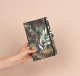 Carnet de notes ligné avec élastique et couverture rigide - Motif eucalyptus - Format A5