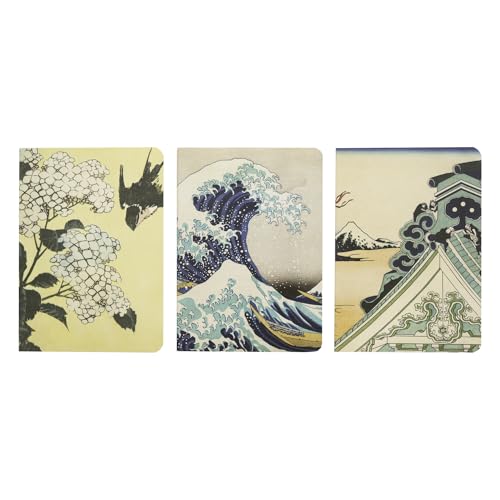 Lot de 3 Carnets Hokusai A6 - Carnet de Notes, Voyage, Recettes, Journal Intime - Design Artistique