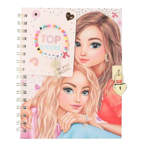 TOPModel - Journal Intime Rose avec Cadenas Cœur, Bracelet Inclus, Idéal pour Enfants et Adolescents