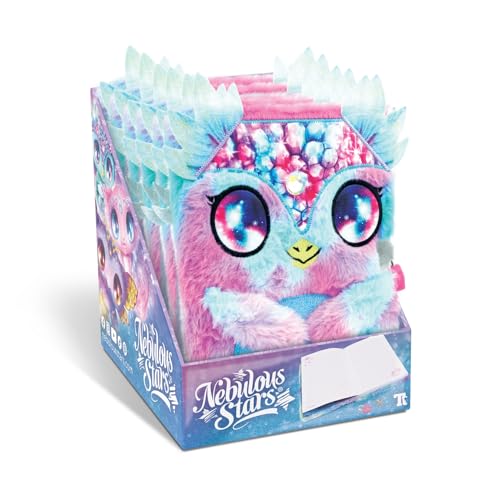 Nebulous Stars 12511 - Journal Intime Peluche Aura Bleu/Rose avec Cadenas Cœur, Design Licorne Adorable