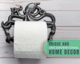 Porte-Rouleau Papier Toilette Fonte Pieuvre – Style Nautique Vintage – Argent et Noir