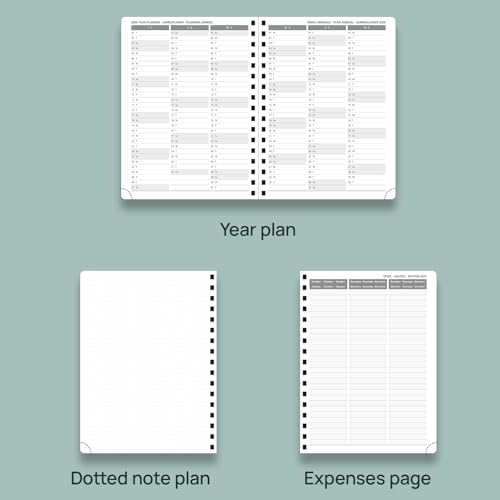 POPRUN Agenda Semainier 2025-2026 : Planificateur Vertical 17 Mois (Août 2025 - Décembre 2026) avec Couverture Souple, Spirale, Règle et signet - Format 22 x 16,5 cm, Papier 80g/m², Marron