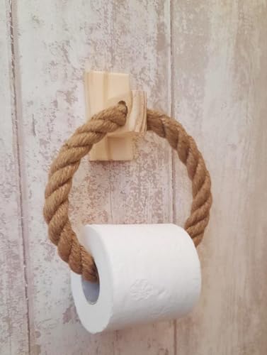 Dérouleur Porte Papier Toilette Corde et Bois - Design Artisanal Français