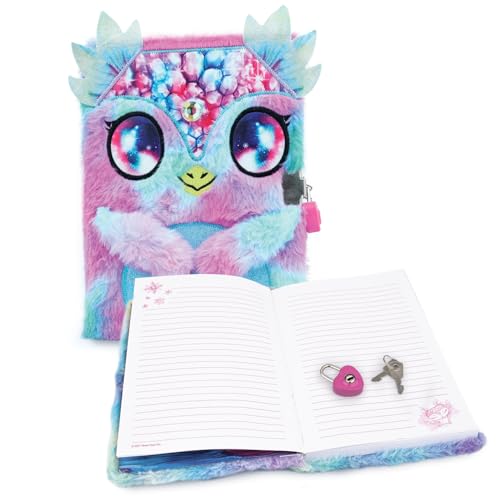Nebulous Stars 12511 - Journal Intime Peluche Aura Bleu/Rose avec Cadenas Cœur, Design Licorne Adorable