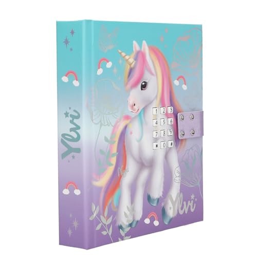 Depesche 13440 Ylvi : Journal Intime à Code Chiffré avec Son et Lumière, Motif Licorne, 192 Pages Illustrées
