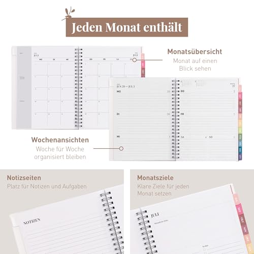 Rileys Agenda 2026-2027 : Planificateur Journalier, Hebdomadaire et Mensuel - Format 20x15 cm, Bleu Typographique - Organisation Optimale pour l'Année Scolaire et Professionnelle