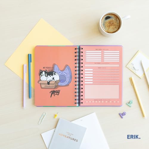 Agenda Scolaire Semainier 2025-2026 Chats A5 - Organisation et Motivation pour Ados