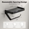 Euqvunn Porte Papier Toilette Mural avec Étagère - Installation Flexible (Sans Perçage, Autocollant, Vissage) - Noir Mat