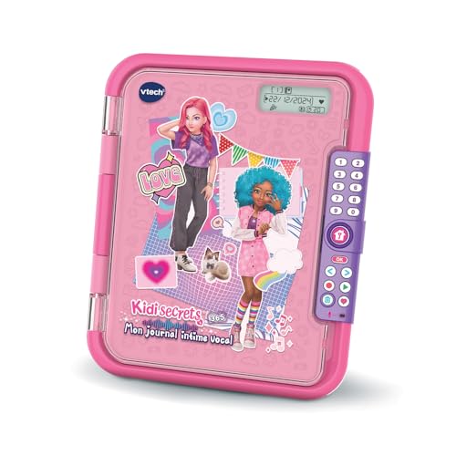 VTech KidiSecrets 365 Mon Journal Intime Vocal Rose - Journal Électronique avec Enregistreur Vocal, Code Secret et Jeux - Cadeau Enfant 5-12 Ans