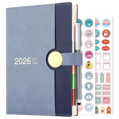 Agenda Scolaire 2026 A5 : Planificateur Journalier Une Page par Jour, Couverture Rigide avec Stylo Inclus