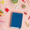 Agenda Scolaire 2025-2026 A6 (12x17 cm) - Page par Jour, Bilingue Espagnol/Anglais, Spirale Double, Élastique, Couverture Rigide, Autocollants - COLOUR VIBES Bleu