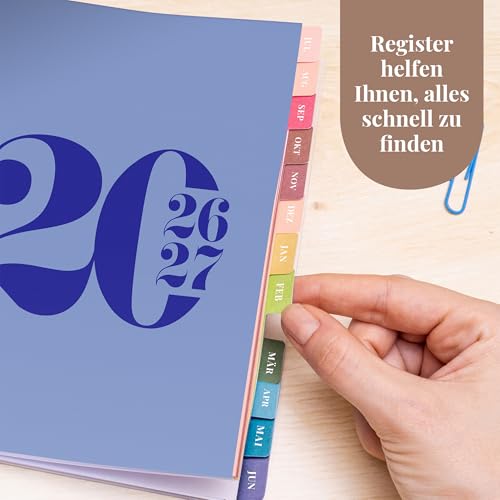 Rileys Agenda 2026-2027 : Planificateur Journalier, Hebdomadaire et Mensuel - Format 20x15 cm, Bleu Typographique - Organisation Optimale pour l'Année Scolaire et Professionnelle