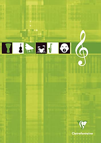 Clairefontaine Bloc Musique A4 Encollé 100 Pages 90g Blanc Vélin Velouté - Couverture Carte Pelliculée Aléatoire
