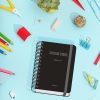 Agenda Scolaire 2025-2026 A6 (12x17 cm) - Page par Jour, Bilingue Espagnol/Anglais, Spirale, Élastique, Couverture Rigide, Autocollants - COLOUR VIBES Noir