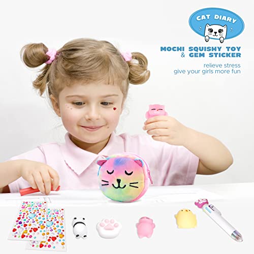 Homicozy Journal Intime Fille avec Clé et Cadenas - Carnet Secret A5 160 Pages, 4 Jouets Anti-Stress, Stylo Multicolore - Cadeau Idéal Enfants 6-9 Ans