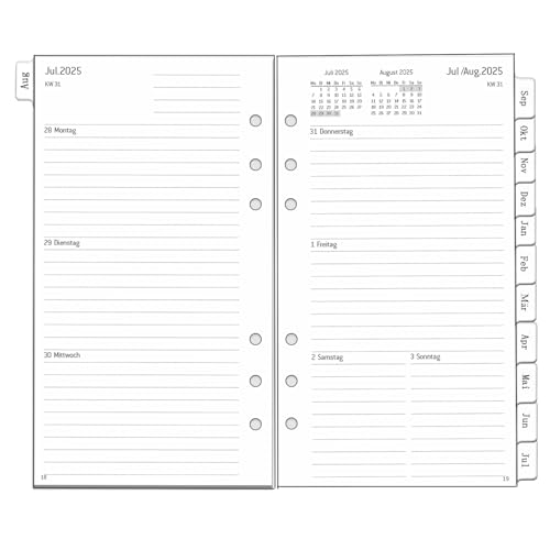 Planificateur Hebdomadaire A6 Personnalisé 2025-2026 : 1 Semaine sur 2 Pages, Notes, Contacts, Papier 100g/m², 95x171mm