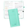 POPRUN Agenda de Poche 2025-2026 : Semainier 16,5 x 9 cm, 17 Mois, Couverture Rigide PU Cuir, Papier 80g/m², Idéal Étudiant, Menthe Verte