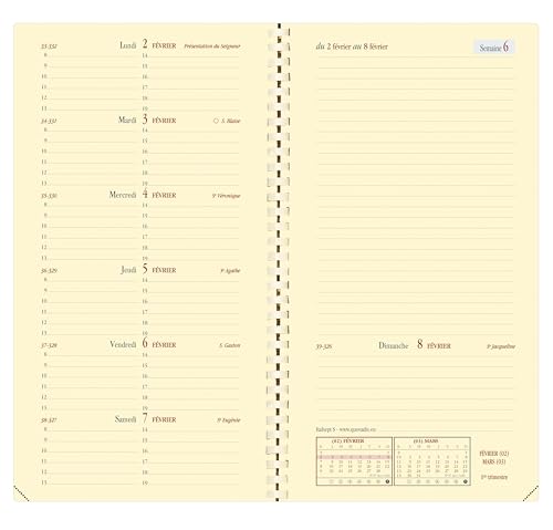 Agenda Scolaire Quo Vadis Prestige 2026-2027 - Semainier Horizontal Spiralé Noir Impala 8.8x17 cm
