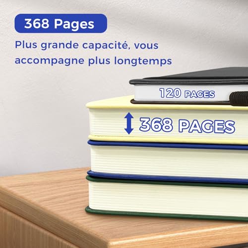 Carnet de Notes A5 Relié - Journal Intime Adulte 368 Pages avec Onglets, Couverture Rigide, Idéal Bureau et École