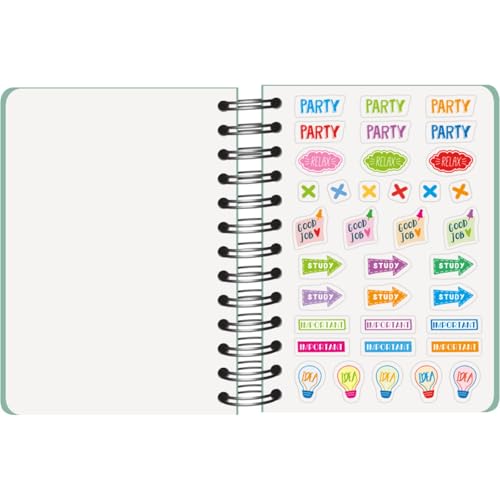 Agenda Scolaire 2025-2026 A6 (12x17 cm) - Page par Jour, Bilingue Espagnol/Anglais, Spirale, Élastique, Autocollants - GRAMMAR Vert