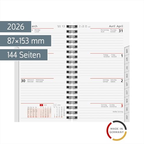 Agenda Semainier de Rechange rido/idé 2026 - Blanc, 87x153 mm