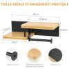 Diealles Shine® Porte-Papier Toilette Mural avec Étagère – Support sans Perçage en Bambou et Acier Inoxydable
