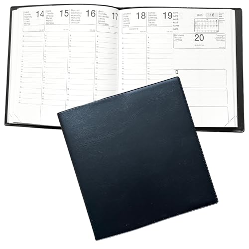 Agenda Semainier Civil 2025 Exdi Orphée - 16x16 cm Noir, Janvier à Décembre