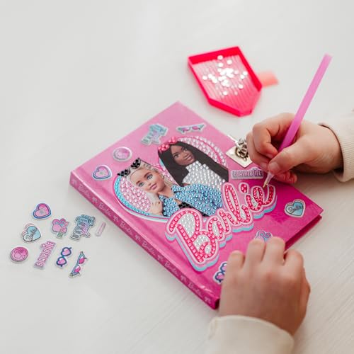 Barbie Journal de peinture diamant Rose Scintillant avec autocollants décoratifs - Journal créatif et interactif
