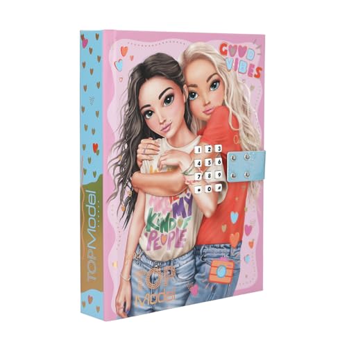 TOPModel Journal Intime avec Code Numérique et Son - Carnet Rose et Bleu avec Motif Modèle, 80 Pages Lignées et Illustrées