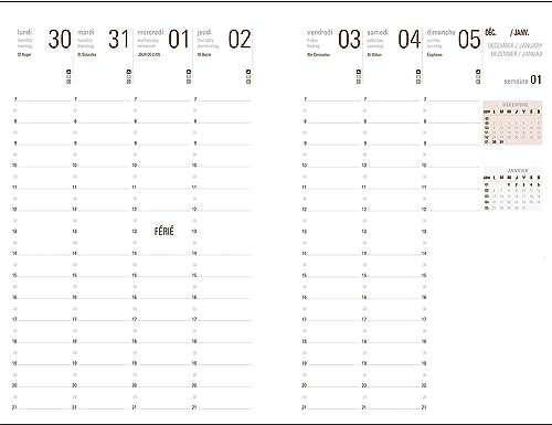 Agenda Semainier de Bureau OBERTHUR LONDON 2026 - Janvier à Décembre - 22 x 28 cm - Visuel Noir - 2 Langues