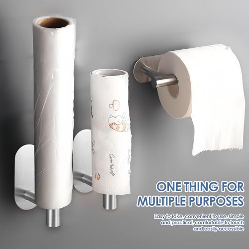 Porte Rouleau Papier Toilette Autocollant Acier Inoxydable Frein Dérouler Argenté