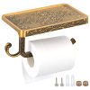 Porte-Papier Toilette Mural Rétro Vintage Doré avec Étagère et Support Rouleau en Aluminium