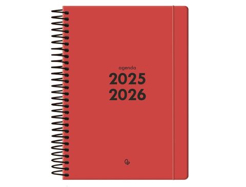 Agenda Scolaire Liderpapel 25-26 Rouge A5 Bilingue - Organisation Quotidienne Optimale