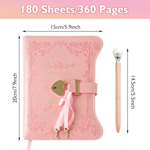 Journal Intime Filles B6 - Carnet Secret en Cuir PU avec Clé, Stylo et Cadenas Cœur - Agenda de Voyage 180/360 Feuilles pour Enfant et Adulte - Violet