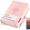 Smarpau Carnet de Notes B5 Ligné, Couverture Rigide Cuir, 320 Pages 100g/m², Journal Intime Rose pour Adultes, Travail, Études, Voyages