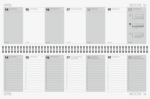 Agenda Brunnen 775 - Année 2025, Format Horizontal, 2 Pages par Semaine, Couverture Carton Bleue
