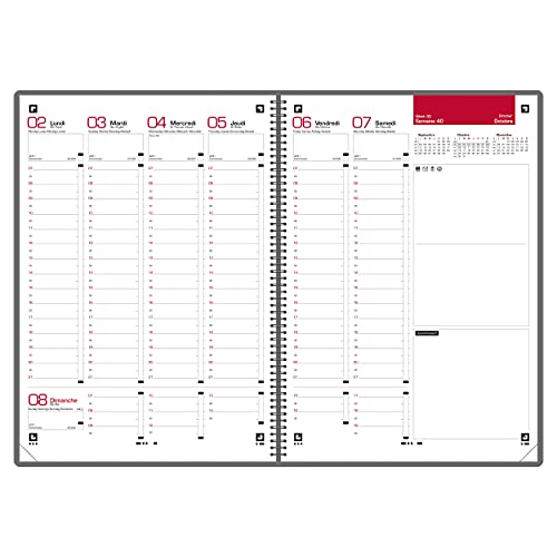 Agenda Oxford Office Civil Semainier Spiralé 21x29,7cm Année 2026 Gris/Noir