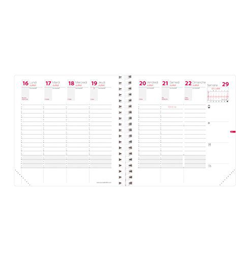 Recharge Agenda Quo Vadis Time & Life Medium 2025-2026 - Semainier Français Spiralé 16x16 cm