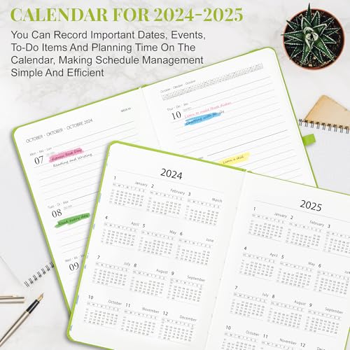 Agenda Semainier ELAKIRI : Octobre 2024 - Décembre 2025, Cuir PU Souple, Format A5