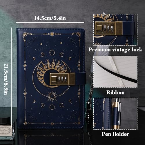 TIEFOSSI Journal Intime Vintage avec Cadenas - Carnet Rechargeable A5, 224 Pages Numérotées