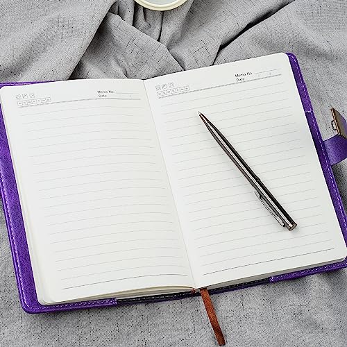 WEMATE Journal Intime à Code PIN, A5 Carnet en Cuir PU Vintage avec Serrure, 240 Pages Rechargeables, Idéal pour Garçons et Filles, Bureau et École, Violet