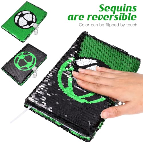 Journal Intime à Paillettes Réversibles avec Cadenas - Motif Football - Idéal pour Enfants et Adolescents