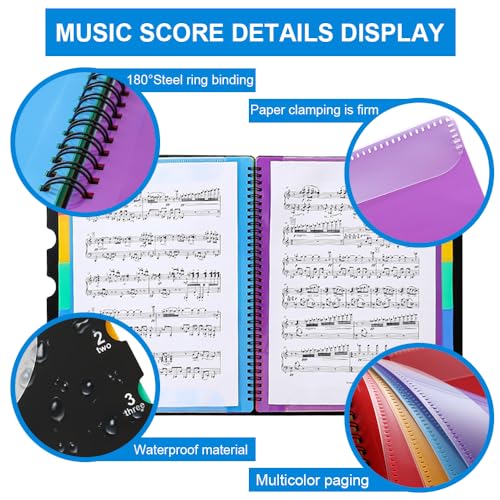 Classeur Noir A4 40 Poches pour Partitions Musicales - Idéal Concert et Chorale