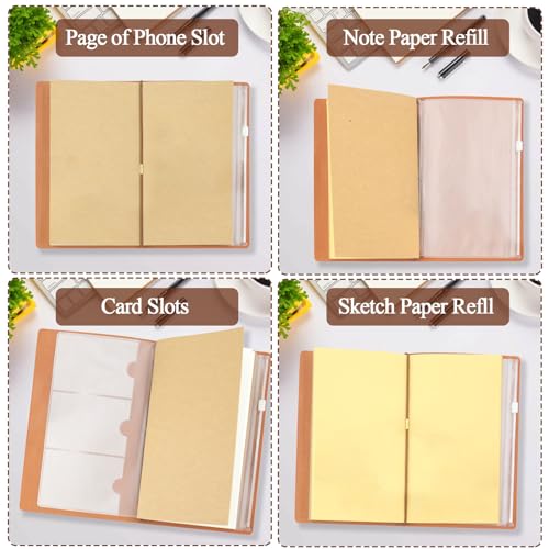 Carnet de Voyage Vintage en Cuir PU - Journal Intime Rechargeable A5, Idée Cadeau Polyvalent