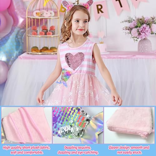 Lot de 4 Sirènes : Journal Intime Fille avec Cadenas, Carnet Peluche A5, Portefeuille Sequins, Stylo & Autocollants