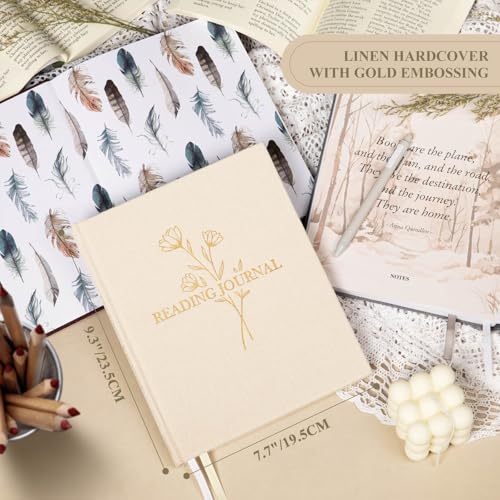 Carnet de Lecture "Reading Journal" en Lin Beige - Journal de Bord pour Amoureux des Livres