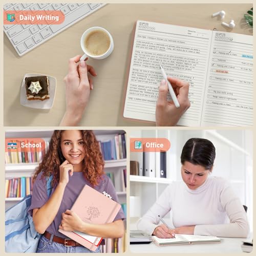 Smarpau Carnet de Notes B5 Ligné, Couverture Rigide Cuir, 320 Pages 100g/m², Journal Intime Rose pour Adultes, Travail, Études, Voyages