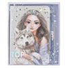 TOPModel Carnet de Notes Argenté et Bleu Scintillant avec Motif Loup - 160 Pages Lignées, Crayon Inclus