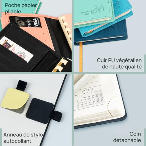 Agenda de Poche POPRUN 2025-2026 Semainier 16,5 x 9 cm - 17 Mois Bleu Vert