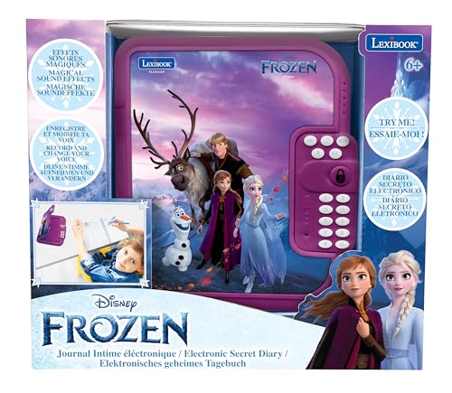 Lexibook Journal Intime Électronique La Reine des Neiges avec Stylo et Carnet Inclus - Mot de Passe, Musique, Enregistreur Vocal - Violet/Bleu